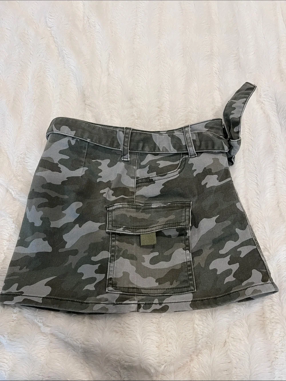 Justice Girls Camo Cargo Mini Skirt - Olive Green